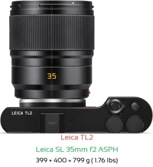 Leica TL2 with Leica SL 35mm f2 ASPH Lens Size