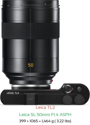 Leica TL2 with Leica SL 50mm F1.4 ASPH Lens Size