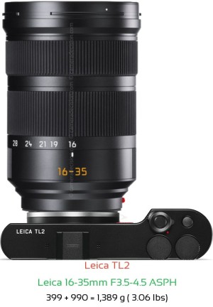 Leica TL2 with Leica 16-35mm F3.5-4.5 ASPH Lens Size