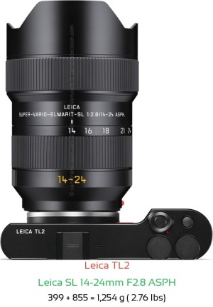 Leica TL2 with Leica SL 14-24mm F2.8 ASPH Lens Size