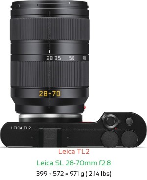 Leica TL2 with Leica SL 28-70mm f2.8 Lens Size