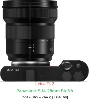 Leica TL2 with Panasonic S 14-28mm F4-5.6 Lens Size