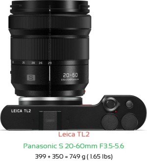 Leica TL2 with Panasonic S 20-60mm F3.5-5.6 Lens Size