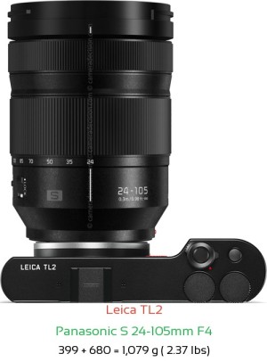 Leica TL2 with Panasonic S 24-105mm F4 Lens Size