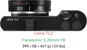 Leica TL2 with Panasonic S 26mm F8 Lens Size