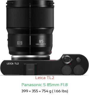 Leica TL2 with Panasonic S 85mm F1.8 Lens Size