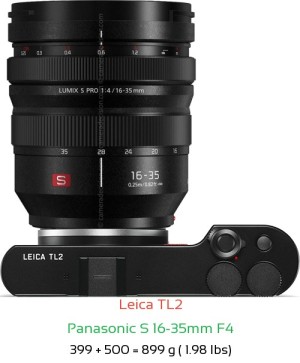 Leica TL2 with Panasonic S 16-35mm F4 Lens Size