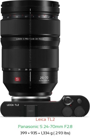 Leica TL2 with Panasonic S 24-70mm F2.8 Lens Size