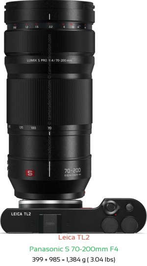 Leica TL2 with Panasonic S 70-200mm F4 Lens Size