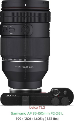 Leica TL2 with Samyang AF 35-150mm F2-2.8 L Lens Size