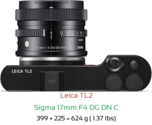 Leica TL2 with Sigma 17mm F4 DG DN C Lens Size