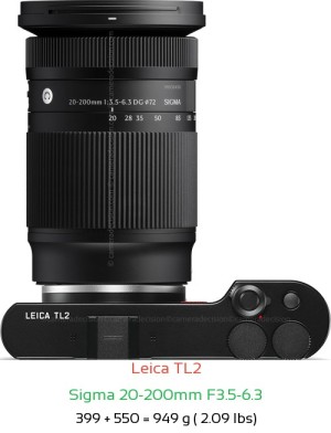 Leica TL2 with Sigma 20-200mm F3.5-6.3 Lens Size