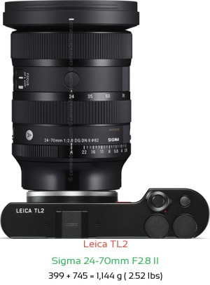 Leica TL2 with Sigma 24-70mm F2.8 II Lens Size