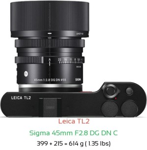 Leica TL2 with Sigma 45mm F2.8 DG DN C Lens Size