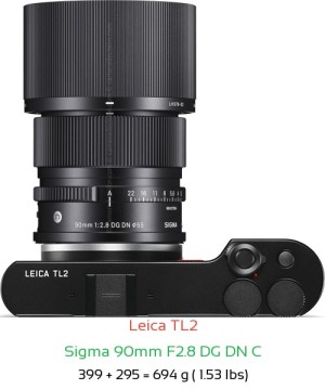 Leica TL2 with Sigma 90mm F2.8 DG DN C Lens Size