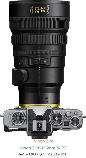 Nikon Z fc with Nikon Z 28-135mm f4 PZ Lens Size