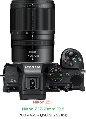 Nikon Z5 II with Nikon Z 17-28mm F2.8 Lens Size