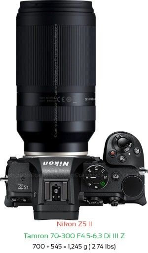 Nikon Z5 II with Tamron 70-300 F4.5-6.3 Di III Z Lens Size