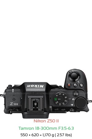 Nikon Z50 II with Tamron 18-300mm F3.5-6.3 Lens Size