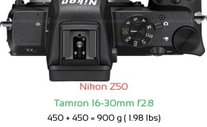 Nikon Z50 with Tamron 16-30mm f2.8 Lens Size