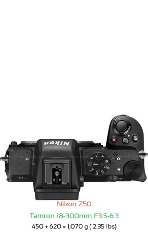 Nikon Z50 with Tamron 18-300mm F3.5-6.3 Lens Size