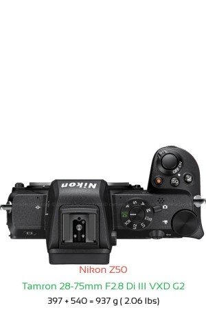 Nikon Z50 with Tamron 28-75mm F2.8 Di III Lens Size