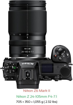 Nikon Z6 II with Nikon Z 24-105mm F4-7.1 Lens Size