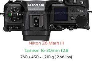 Nikon Z6 III with Tamron 16-30mm f2.8 Lens Size