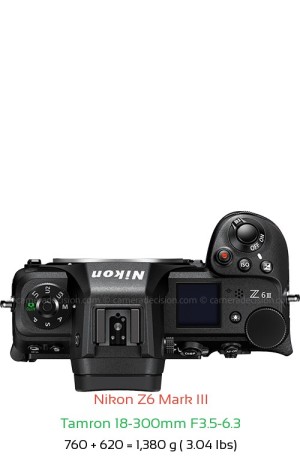 Nikon Z6 III with Tamron 18-300mm F3.5-6.3 Lens Size