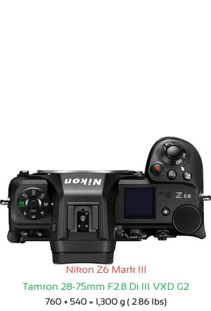Nikon Z6 III with Tamron 28-75mm F2.8 Di III Lens Size