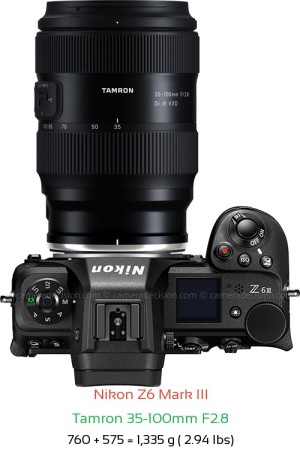 Nikon Z6 III with Tamron 35-100mm F2.8 Lens Size