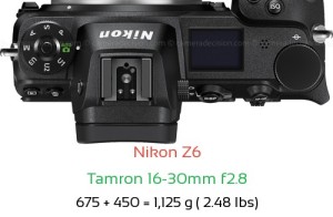 Nikon Z6 with Tamron 16-30mm f2.8 Lens Size