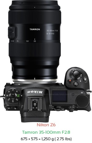 Nikon Z6 with Tamron 35-100mm F2.8 Lens Size
