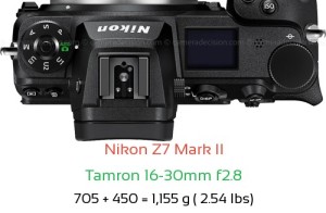 Nikon Z7 II with Tamron 16-30mm f2.8 Lens Size