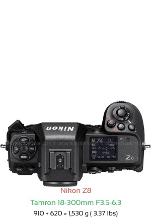 Nikon Z8 with Tamron 18-300mm F3.5-6.3 Lens Size