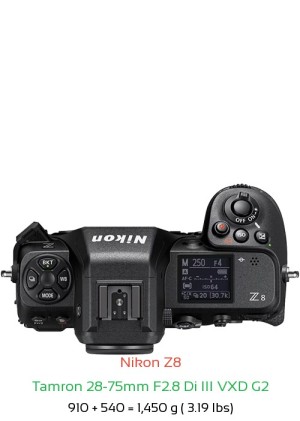 Nikon Z8 with Tamron 28-75mm F2.8 Di III Lens Size