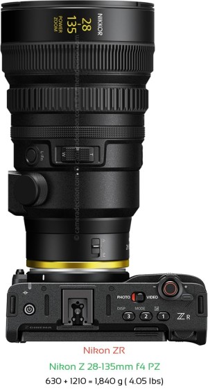 Nikon ZR with Nikon Z 28-135mm f4 PZ Lens Size