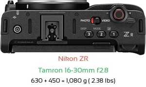 Nikon ZR with Tamron 16-30mm f2.8 Lens Size
