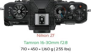 Nikon Zf with Tamron 16-30mm f2.8 Lens Size