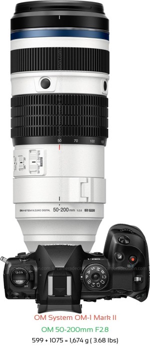 OM System OM-1 II with OM 50-200mm F2.8 Lens Size