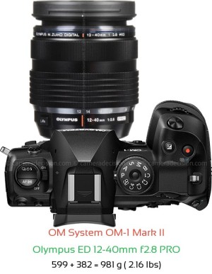 OM System OM-1 II with Olympus ED 12-40mm f2.8 PRO Lens Size