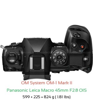 OM System OM-1 II with Panasonic Leica Macro 45mm F2.8 OIS Lens Size
