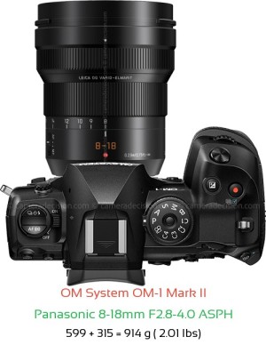 OM System OM-1 II with Panasonic 8-18mm F2.8-4.0 ASPH Lens Size