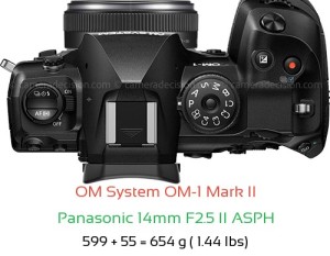OM System OM-1 II with Panasonic 14mm F2.5 II ASPH Lens Size