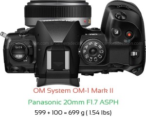 OM System OM-1 II with Panasonic 20mm F1.7 ASPH Lens Size