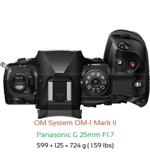 OM System OM-1 II with Panasonic G 25mm F1.7 Lens Size