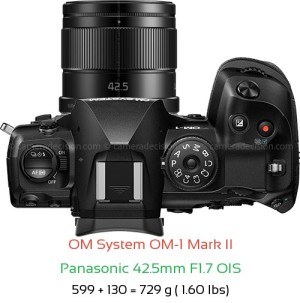 OM System OM-1 II with Panasonic 42.5mm F1.7 OIS Lens Size
