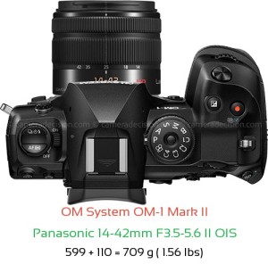 OM System OM-1 II with Panasonic 14-42mm F3.5-5.6 II OIS Lens Size