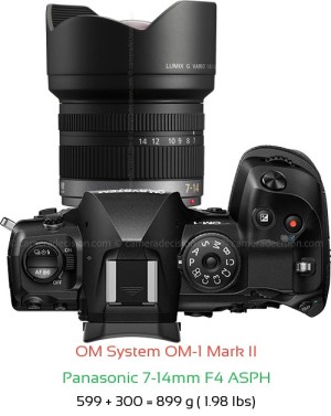 OM System OM-1 II with Panasonic 7-14mm F4 ASPH Lens Size