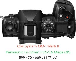 OM System OM-1 II with Panasonic 12-32mm F3.5-5.6 Mega OIS Lens Size